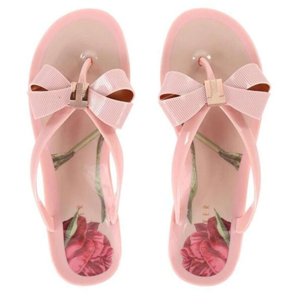 Ted Baker London Womens Size 39 Susie P Bow Flip-flops In Palace Gardens Pink